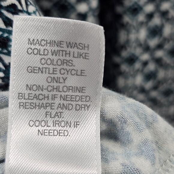 J. Jill Wearever Collection Teal Blue Geometric Print Blouse Size L - Picture 9 of 9